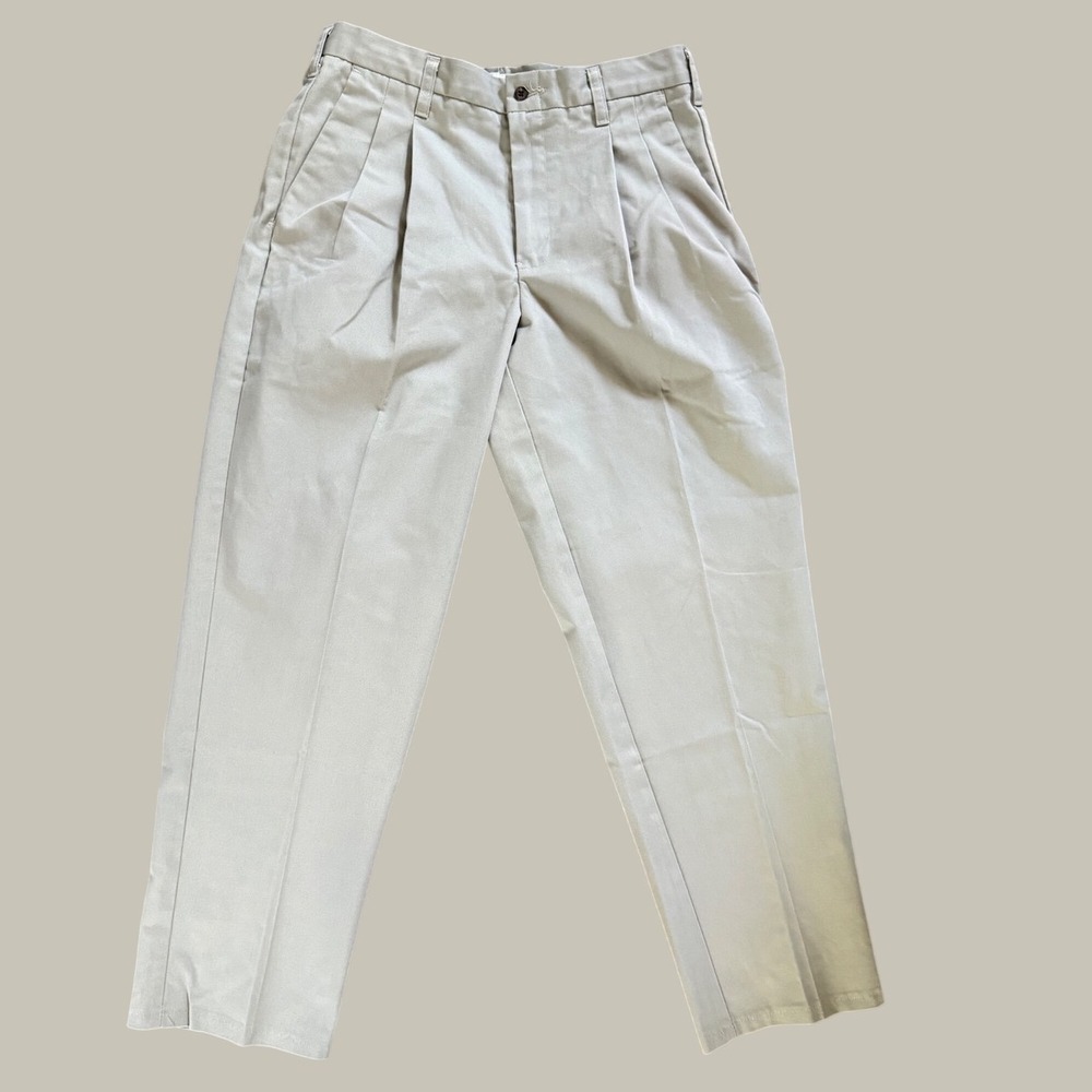 Cintas ComfortFLEX Mens 32 Pleated Chino Pants Khaki Workwear Trousers 865-82